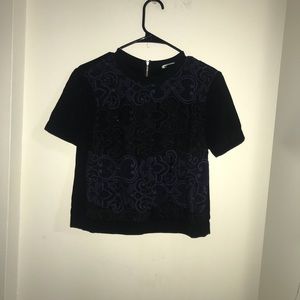 A.L.C Black Blouse with Navy Blue Textured Top